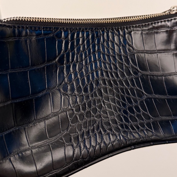 Black Croc Shoulder Handbag - Picture 5 of 5